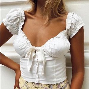 White Milkmaid Puff Sleeve Top